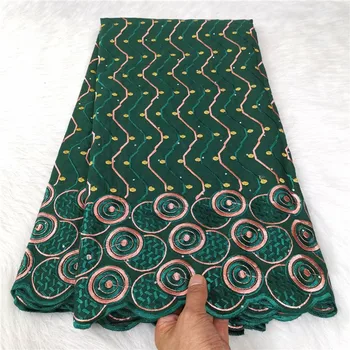 Африканские специальные хлопчатобумажные кружевные ткани, Швейцарская вуалевая кружевная ткань с камнями, Нигерийская кружевная ткань для платья, зеленый, высокое качество 2023